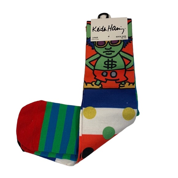Keith Haring socks 2 pair NWT Sz 10 -13 - Picture 3 of 7